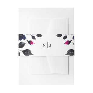 Bandeau De Faire-part Mariage aquarelle floral rose et bleu magenta