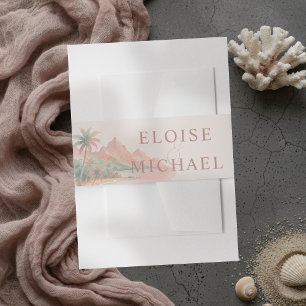 Bandeau De Faire-part Mariage Aquarelle Plage Île Coucher de Soleil Trop