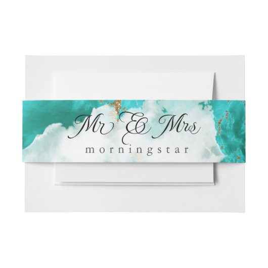 Bandeau De Faire-part MARIAGE | Aquarelle turquoise BarefootBride™ (Devant Example)