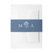 Bandeau De Faire-part Mariage au monogramme avec Hydrangea Navy Classiqu (Devant example)