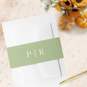 Bandeau De Faire-part Mariage Automnal Vert avec Monogramme Moderne