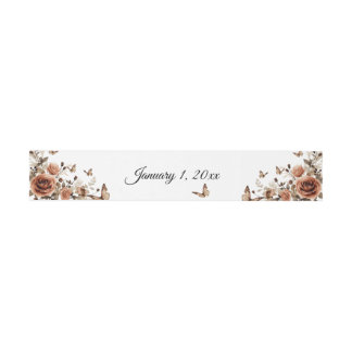 Bandeau De Faire-part Mariage aux Roses & Papillons Vintage