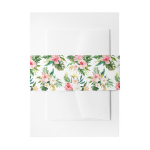 Bandeau De Faire-part Mariage avec motif de fleurs et de verdure tropica