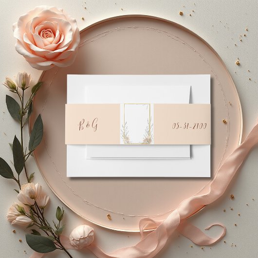 Bandeau De Faire-part Mariage beige floral rustique