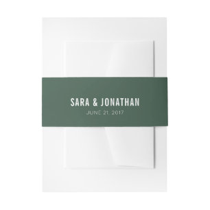 Bandeau De Faire-part Mariage blanc des textes de vert sauge foncé