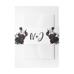Bandeau De Faire-part Mariage Blanc Floral Romantique Sombre et Surnatur