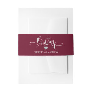 Bandeau De Faire-part Mariage blanc personnalisé de coeur de diamant de