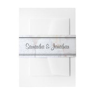 Bandeau De Faire-part Mariage blanc reflétant les coeurs et les fleurs d