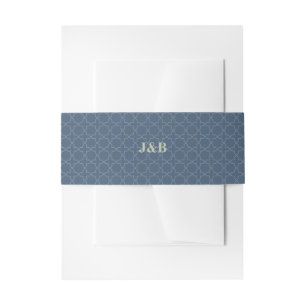 Bandeau De Faire-part Mariage Bleu avec Motif de Treillis