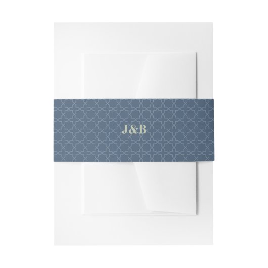 Bandeau De Faire-part Mariage Bleu avec Motif de Treillis (Devant example)