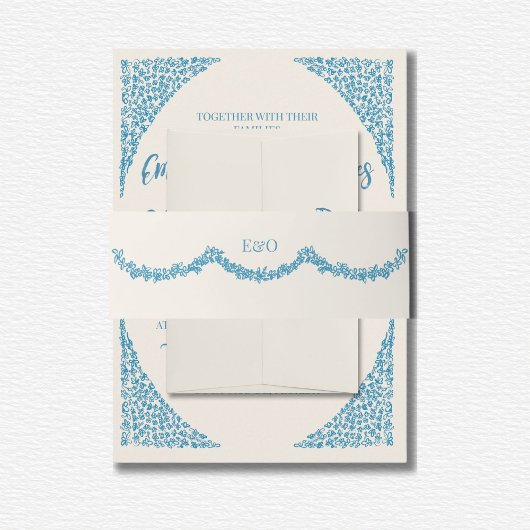 Bandeau De Faire-part Mariage bleu Azulejo