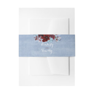 Bandeau De Faire-part Mariage bleu Bourgogne et Dusty