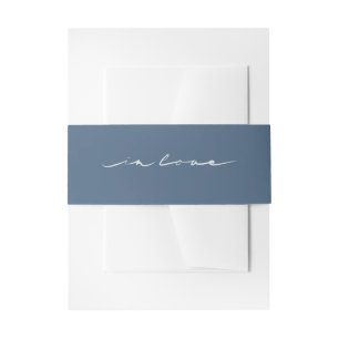 Bandeau De Faire-part Mariage Bleu "En Amour" Lettre Main