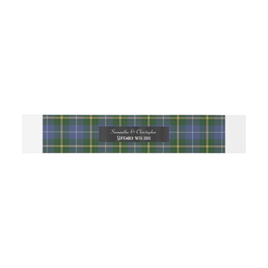 Bandeau De Faire-part Mariage bleu et vert tartan plaid (Plat)
