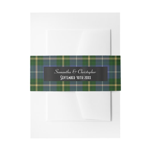 Bandeau De Faire-part Mariage bleu et vert tartan plaid (Devant example)