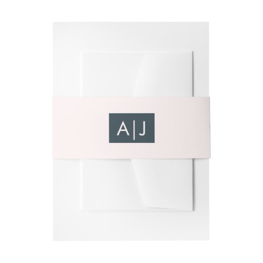Bandeau De Faire-part Mariage bleu rose clair monogramme classique (Devant example)