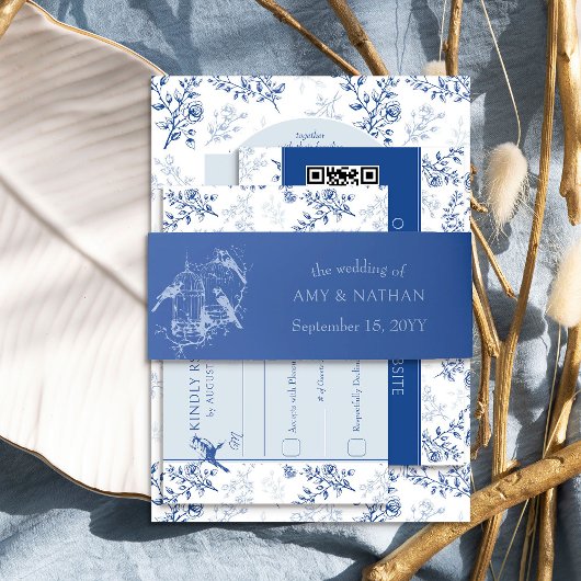 Bandeau De Faire-part Mariage Blue Birdcage