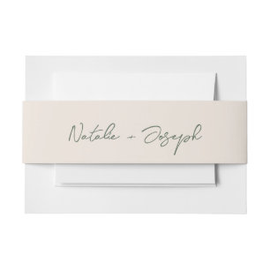 Bandeau De Faire-part Mariage Boho Calligraphié Vert Écrit à la Main