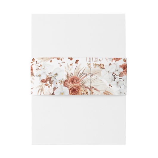 Bandeau De Faire-part Mariage Boho en terre cuite et fleurs blanches (Dos Example)