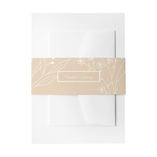 Bandeau De Faire-part Mariage Boho Floral Blanc Beige Corner (Devant example)