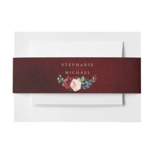 Bandeau De Faire-part Mariage Boho Russe Floral de la Marine Rouge de Bo