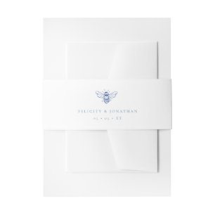 Bandeau De Faire-part Mariage botanique bleu d'abeille vintage