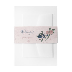 Bandeau De Faire-part mariage botanique de fleurs rose et marine