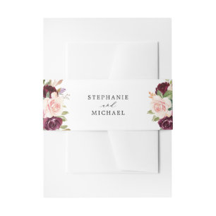 Bandeau De Faire-part Mariage Botanique Floral Rose Pourpre Blush Violet