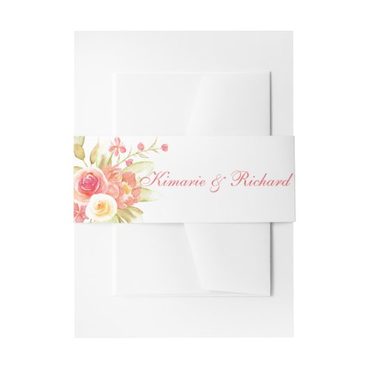 Bandeau De Faire-part Mariage Bouquet Rose Aquarelle (Devant example)