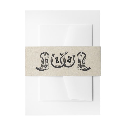 Bandeau De Faire-part Mariage campagnard de fer à cheval et de bottes de (Devant example)