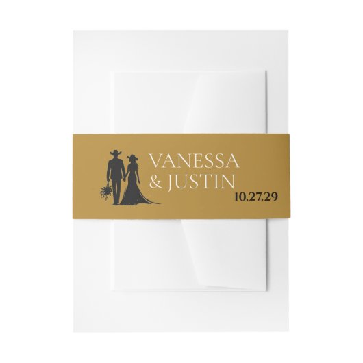 Bandeau De Faire-part Mariage campagnard noir et or (Devant example)