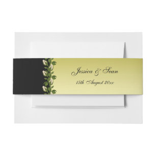 Bandeau De Faire-part Mariage chic floral romantique or et noir