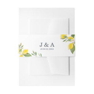Bandeau De Faire-part Mariage citron feuillage rustique Monogramme Botan