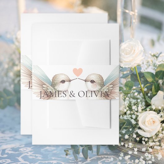 Bandeau De Faire-part Mariage Couple Hummingbird Invitation Belly Band