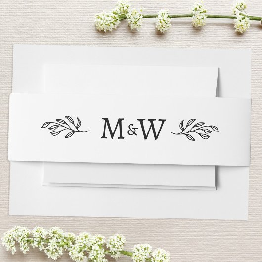 Bandeau De Faire-part Mariage Couple Monogramme Élégant Botanique