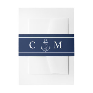 Bandeau De Faire-part Mariage d'Ancre blanc Monogramme marin