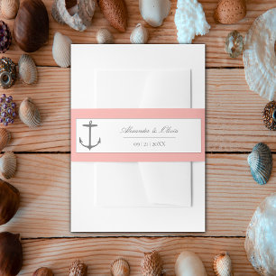 Bandeau De Faire-part Mariage d'Ancres nautiques simple Corail