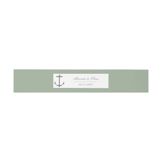 Bandeau De Faire-part Mariage d'Ancres nautiques simple | Sage Green (Plat)
