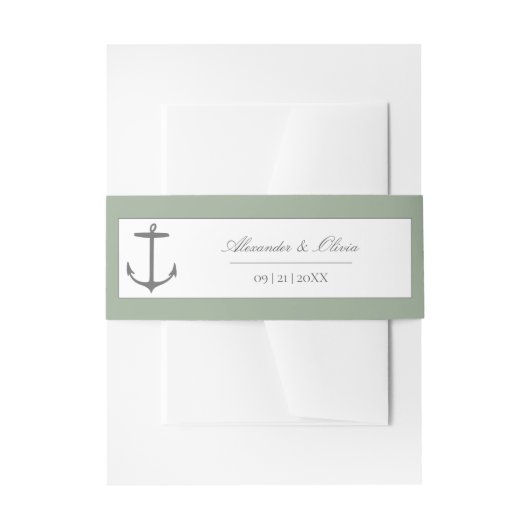 Bandeau De Faire-part Mariage d'Ancres nautiques simple | Sage Green (Devant example)
