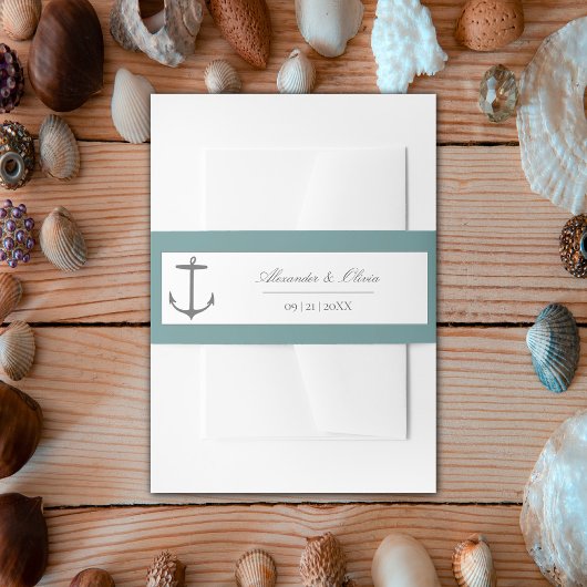 Bandeau De Faire-part Mariage d'Ancres nautiques simple | TURQUOISE
