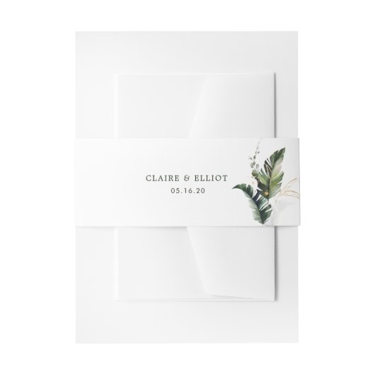 Bandeau De Faire-part Mariage d'aquarelle de feuillage tropical (Devant example)