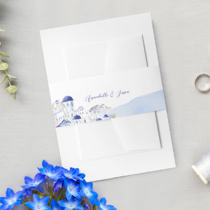 Bandeau De Faire-part Mariage d'aquarelle de l'architecture de Santorin