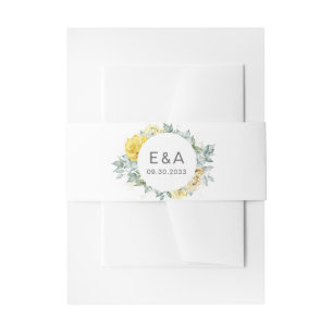 Bandeau De Faire-part Mariage d'aquarelle de roses jaunes contemporaines