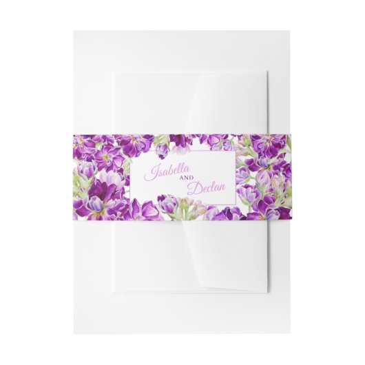 Bandeau De Faire-part Mariage d'aquarelle fleurie stock violet (Devant example)