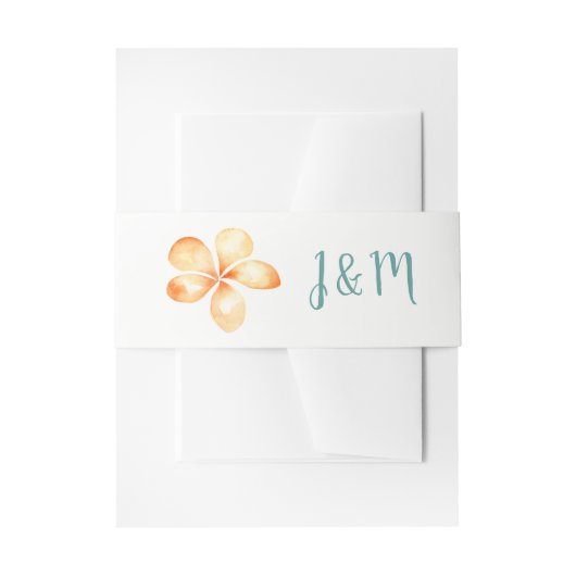 Bandeau De Faire-part Mariage d'aquarelle Island Plumeria (Devant example)