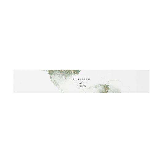 Bandeau De Faire-part Mariage d'aquarelle moderne en or vert (imitation) (Plat)