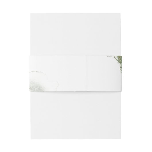 Bandeau De Faire-part Mariage d'aquarelle moderne en or vert (imitation) (Dos Example)