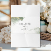 Bandeau De Faire-part Mariage d'aquarelle moderne en or vert (imitation)