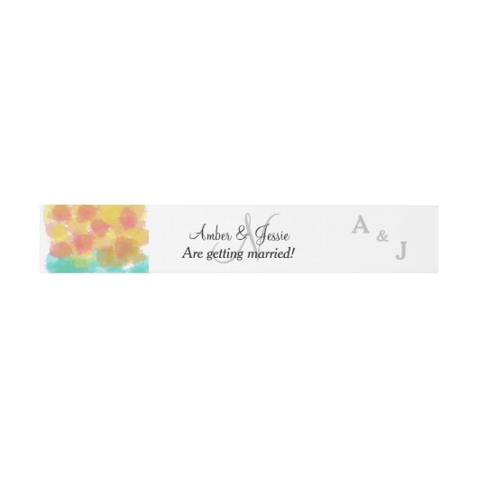 Bandeau De Faire-part Mariage d'aquarelle Monogram Gouache (Plat)