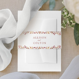 Bandeau De Faire-part Mariage d'automne de bordure florale botanique vin